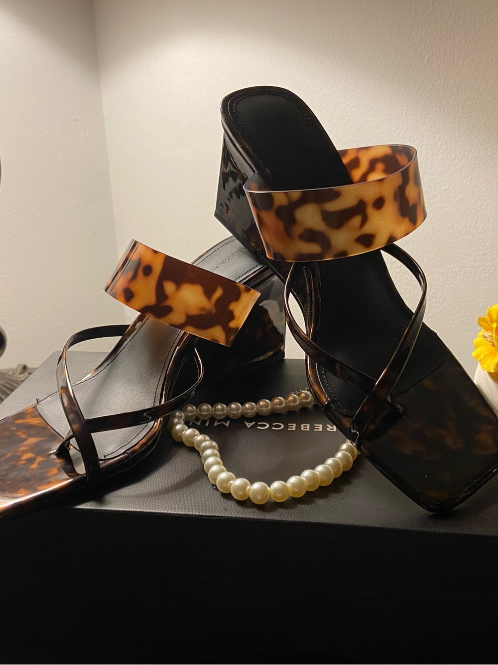 Rebecca Minkoff Tortoiseshell Patterned Wedge Sandals